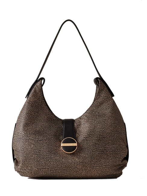 BORBONESE ECLIPSE Hobo a spalla OP/NATURALE/NERO - Borse Donna