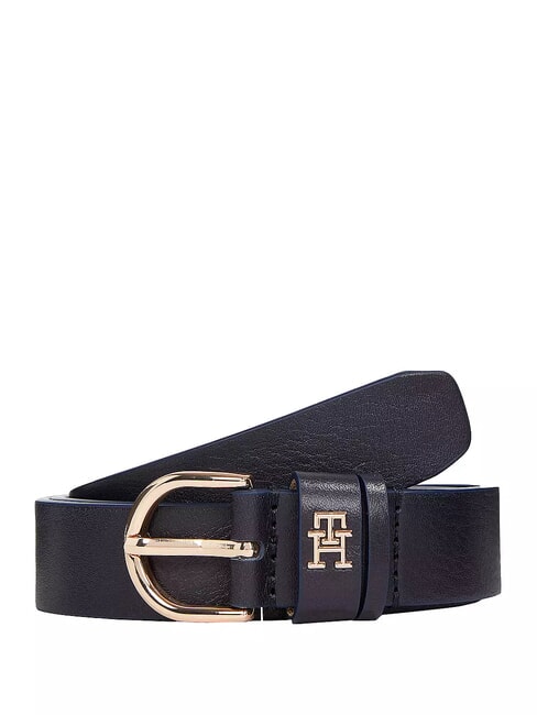 TOMMY HILFIGER ESSENTIAL EFFORTLESS Cintura in pelle Made in Italy space blue - Cinture