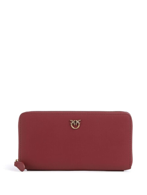 PINKO RYDER Portafoglio grande in pelle bordeaux merlot-antique gold - Portafogli Donna