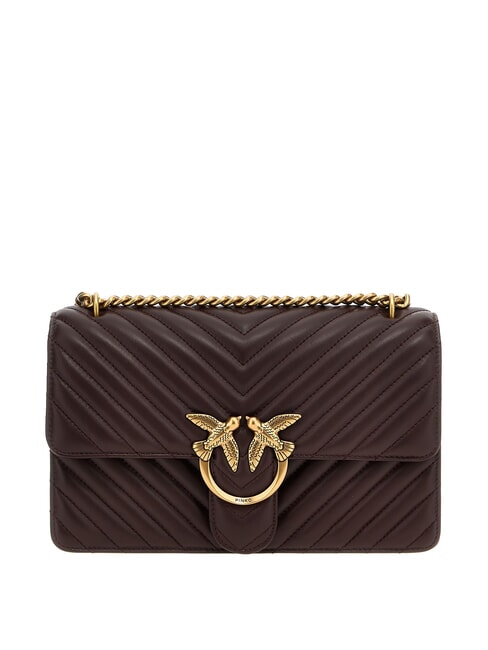 PINKO CLASSIC LOVE ONE Borsa in pelle nappa uva di catawba-antique gold - Borse Donna
