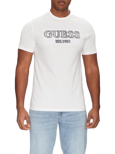 GUESS SS CN LOGO T-Shirt in cotone purwhite - T-shirt Uomo