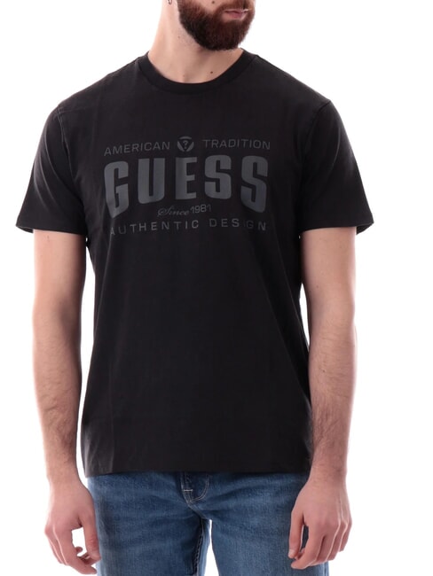 GUESS SS BSC TRADITION  T-Shirt in cotone jet black multi - T-shirt Uomo