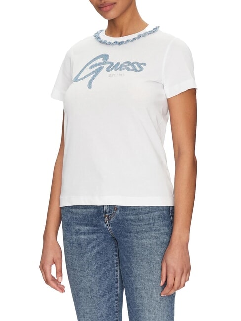 GUESS CN SS JEANS CHAIN  T-Shirt in cotone purwhite - T-shirt e Top Donna