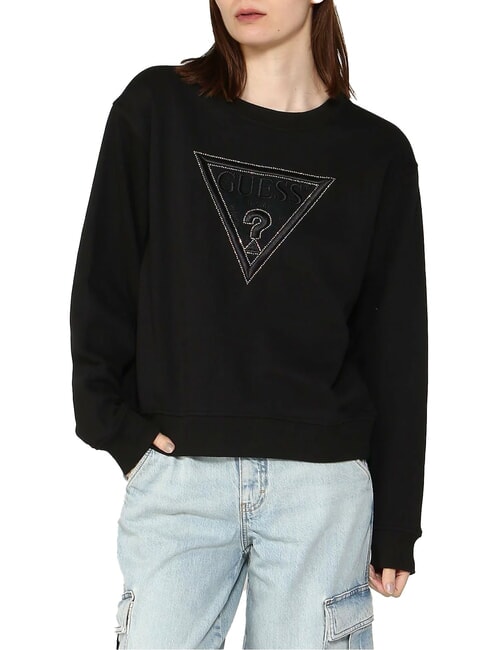 GUESS TRIANGLE FLECEE  Felpa jetbla - Felpe Donna