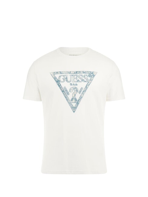GUESS SS CN TRIANGLE T-Shirt in cotone purwhite - T-shirt Uomo