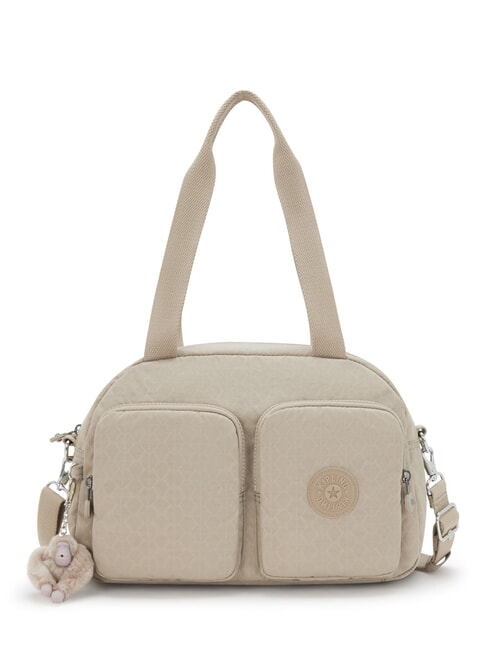 KIPLING COOL DEFEA Borsa a spalla media signature beige embossed - Borse Donna