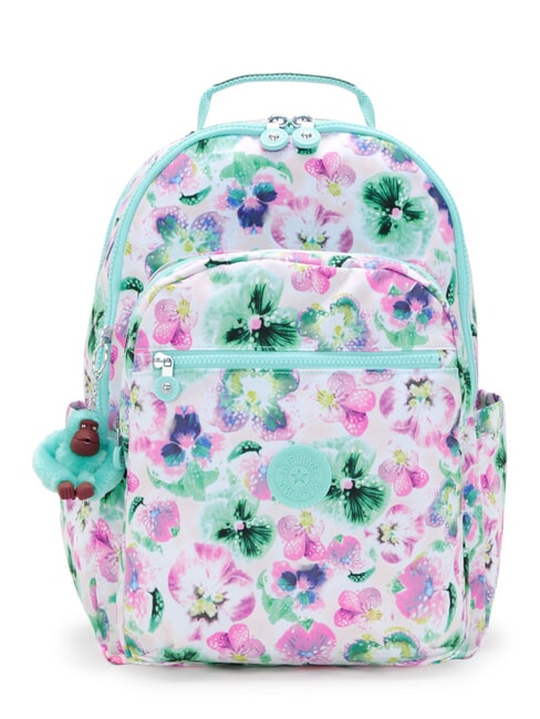 KIPLING SEOUL COLLEGE Zaino con tasca porta pc 15" aqua blossom - Zaini Scuola & Tempo Libero