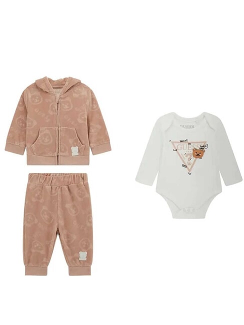 GUESS KIDS Set body, maglia e pantaloni brick rose - Tutine e completi per neonati