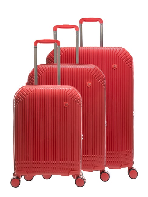 LESAC LIGHT POP 2 Set 3 trolley: cabin, medio e grande espandibili jujube red - Set Trolley