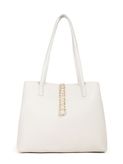 MARIO VALENTINO ZENO Borsa shopping con logo metallico ecru - Borse Donna