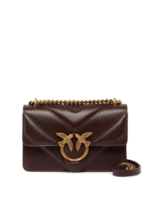 PINKO LOVE ONE MINI Borsa in nappa trapuntata chevron uva di catawba-antique gold - Borse Donna