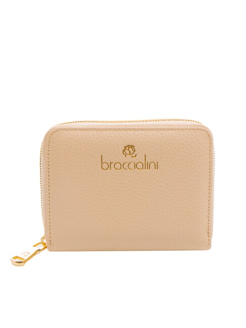 BRACCIALINI BASIC Portafoglio piccolo zip around pelle beige - Portafogli Donna