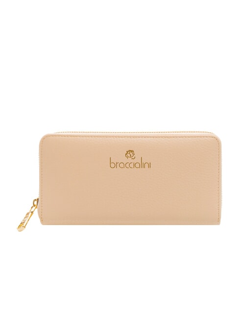 BRACCIALINI BASIC Portafoglio grande zip around pelle beige - Portafogli Donna