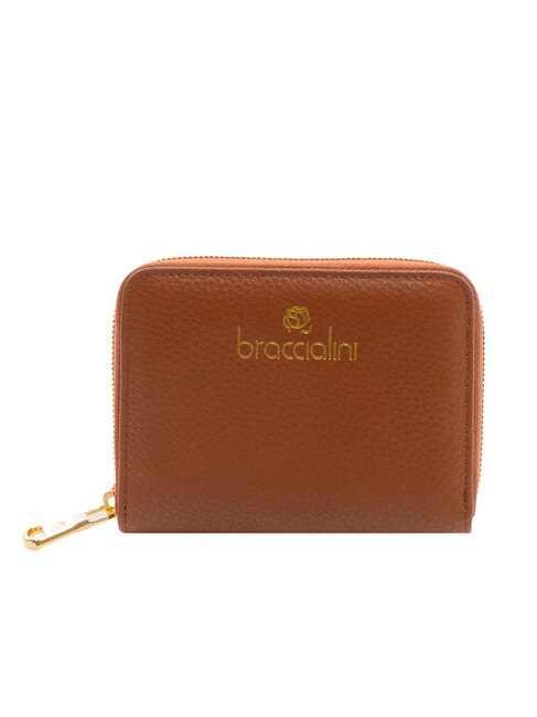 BRACCIALINI BASIC Portafoglio piccolo zip around pelle marrone - Portafogli Donna