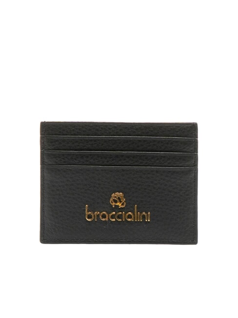 BRACCIALINI BASIC Porta carte in pelle logo metallico nero - Portafogli Donna