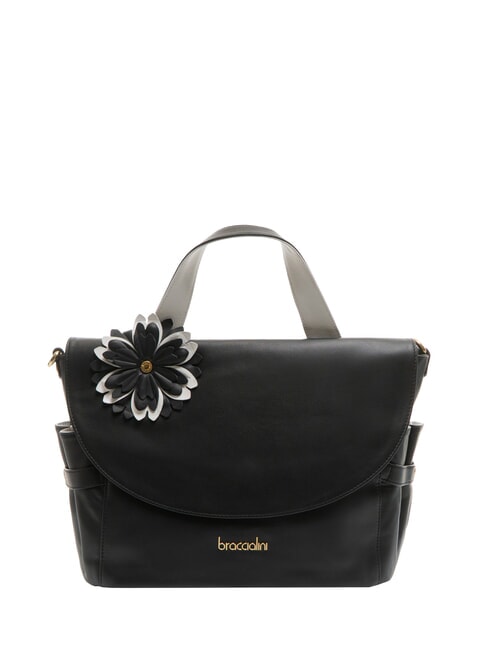 BRACCIALINI SOFIA Borsa a mano in pelle con fiore nero - Borse Donna