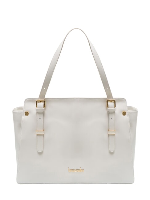 BRACCIALINI GRETA Borsa shopping in pelle con fibbie bianco - Borse Donna