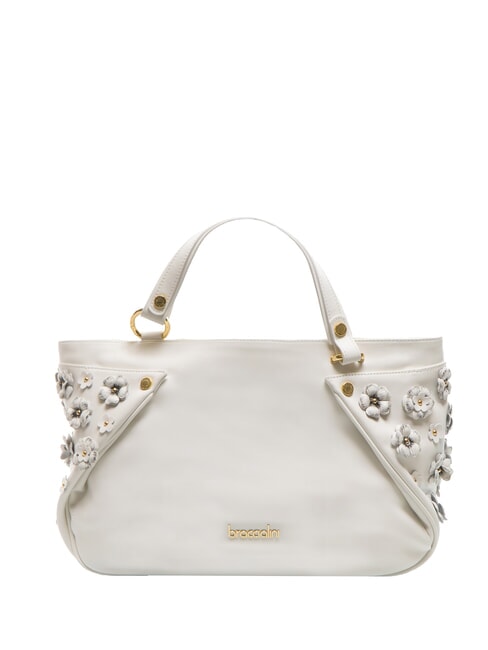 BRACCIALINI SOFIA Borsa a mano in pelle con fiorellini bianco - Borse Donna