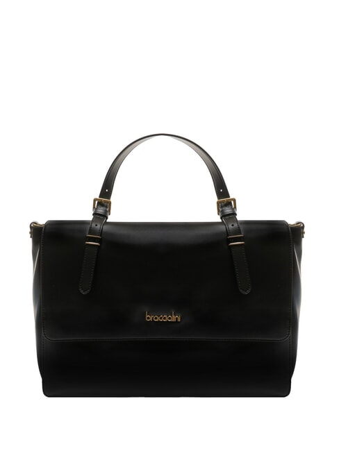 BRACCIALINI GRETA Borsa cartelletta in pelle con tracolla nero - Borse Donna