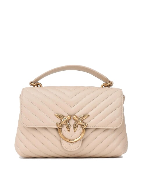 PINKO LOVE LADY PUFF Mini Bag a mano, con tracolla beige-grigio fumo-antique gold - Borse Donna