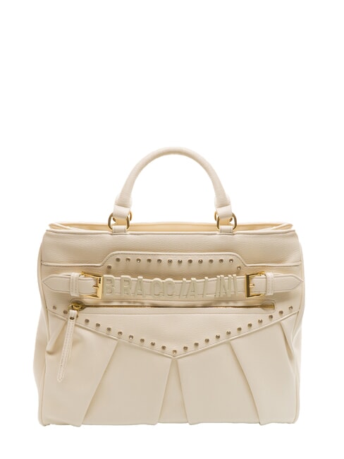 BRACCIALINI GISELLE Borsa tote con logo metallico beige - Borse Donna