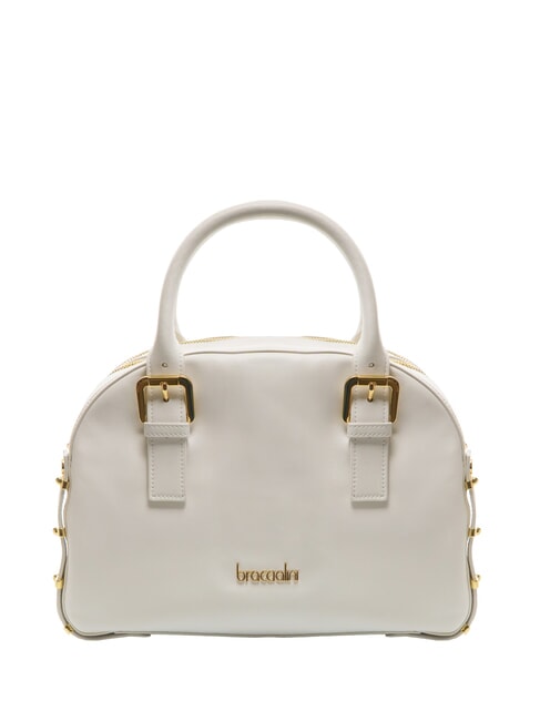 BRACCIALINI NORA Borsa a bauletto pelle con fibbie bianco - Borse Donna