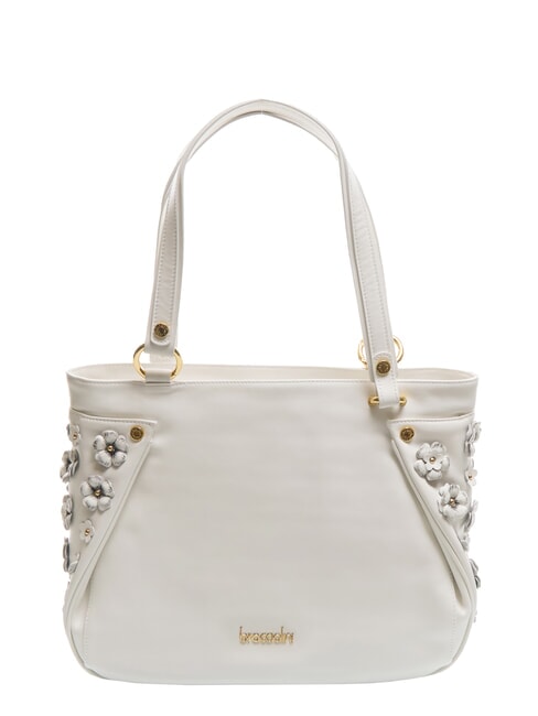 BRACCIALINI SOFIA Borsa a spalla in pelle con fiorellini bianco - Borse Donna
