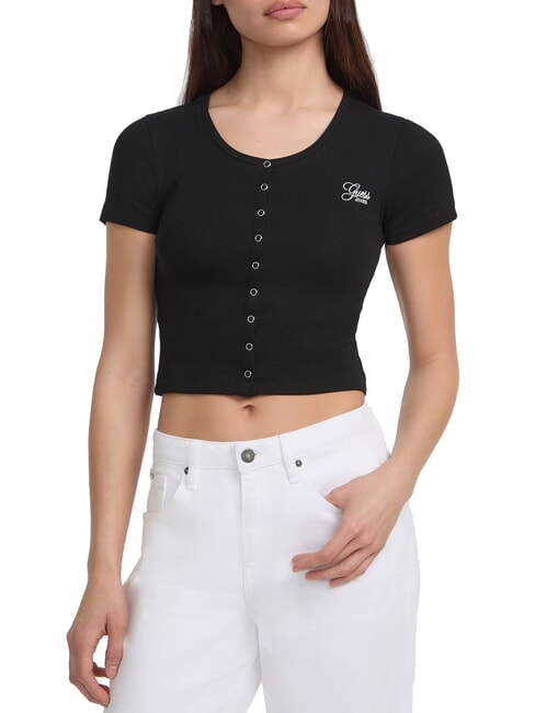GUESS JEANS SL CN SNAP EMBRO  Maglietta jetbla - T-shirt e Top Donna
