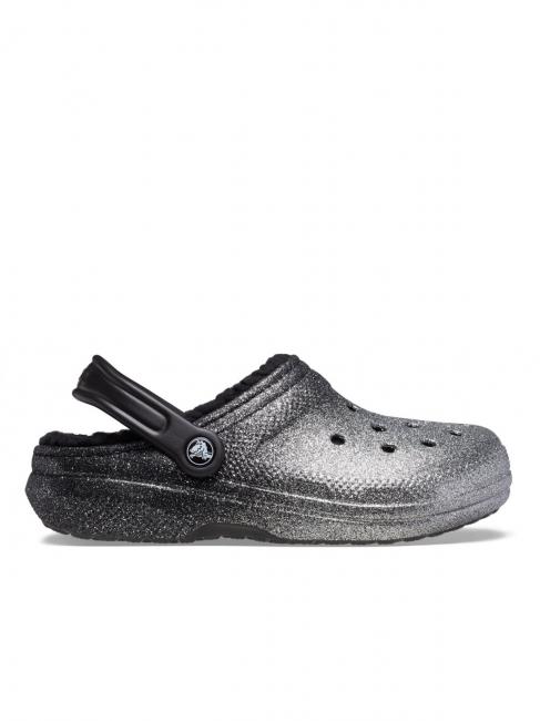 CROCS CLASSIC GLITTER LINED CLOG Sabot imbottito black/silver - Scarpe Donna