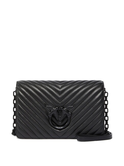 PINKO LOVE CLICK CLASSIC Borsa a tracolla in nappa trapuntata nero limousine block color - Borse Donna