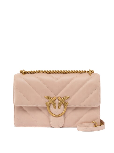 PINKO LOVE ONE CLASSIC Borsa a tracolla in pelle crosta cipria-antique gold - Borse Donna