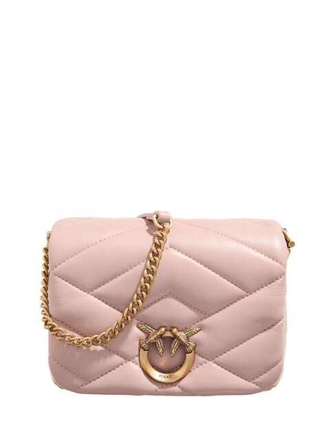 PINKO LOVE CLICK PUFF Borsa mini in pelle trapuntata cipria-antique gold - Borse Donna