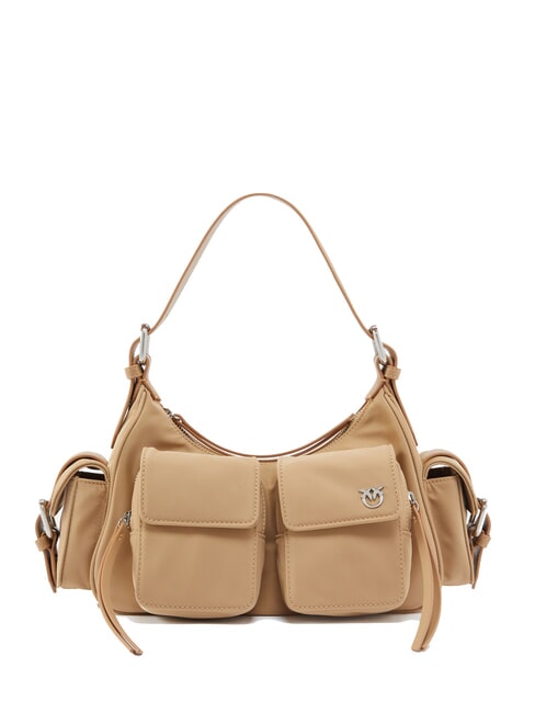 PINKO CARGO Borsa a spalla con tasche beige-grigio fumo-shiny nickel - Borse Donna