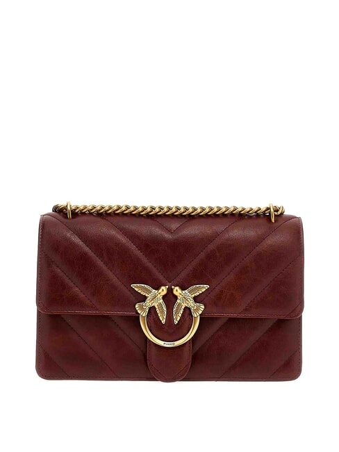 PINKO LOVE ONE CLASSIC Borsa a tracolla in pelle crosta ocra rosso-antique gold - Borse Donna