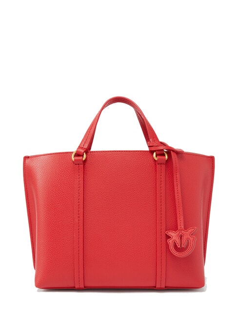PINKO CARRIE Borsa shopper in pelle bottalata rosso-antique gold - Borse Donna