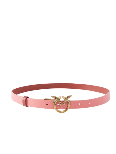 PINKO LOVE BERRY Cintura sottile in pelle doubleface rosa/rosso-antique gold - Cinture