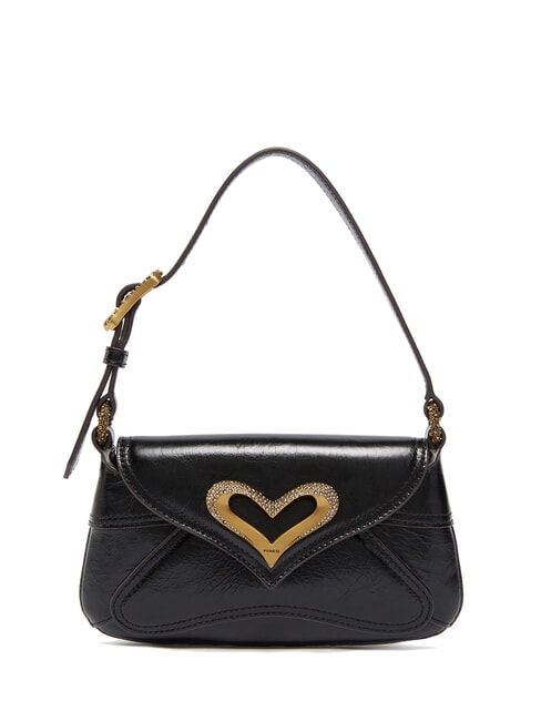 PINKO 520 Borsa in pelle effetto vintage nero-antique gold - Borse Donna