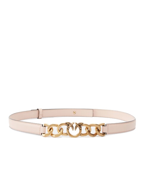 PINKO LOVE MINI Cintura sottile in pelle cipria/nero-antique gold - Cinture