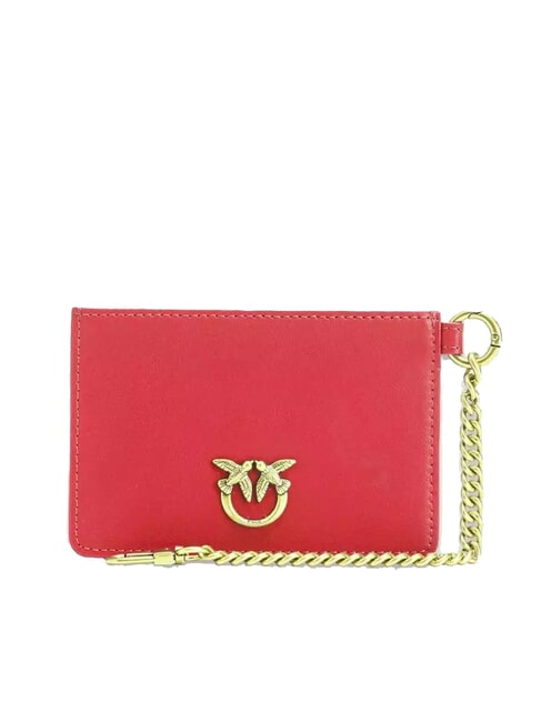 PINKO CARDHOLDER Portacarte piatto in pelle rosso-antique gold - Portafogli Donna