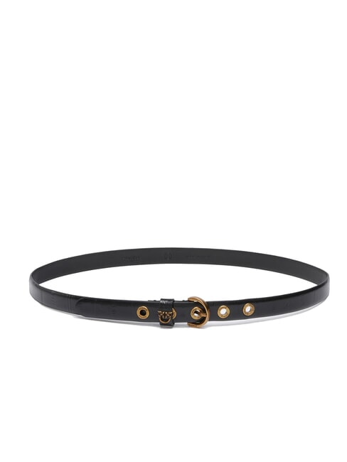PINKO CUZCO Cintura sottile in pelle stampata nero-antique gold - Cinture
