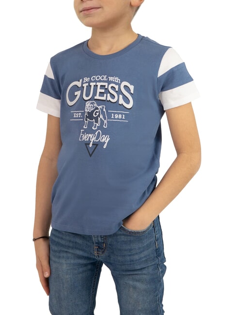 GUESS KIDS T-shirt con stampa indaco paper - T-shirt Bambino
