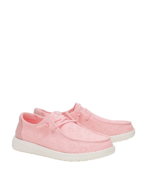 HEY DUDE WENDY EYELET LACE Mocassini traforati texture fiori pale pink - Scarpe Donna
