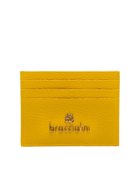 BRACCIALINI BASIC Porta carte in pelle logo metallico giallo - Portafogli Donna