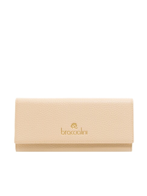BRACCIALINI BASIC Portafoglio grande continental pelle beige - Portafogli Donna
