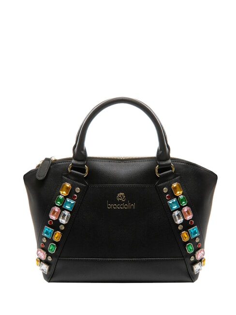 BRACCIALINI STONES Borsa bauletto con pietre colorate nero - Borse Donna