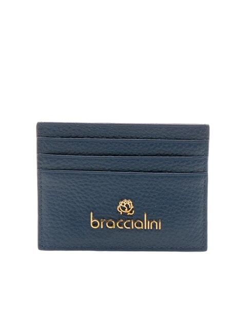BRACCIALINI BASIC Porta carte in pelle logo metallico blu - Portafogli Donna