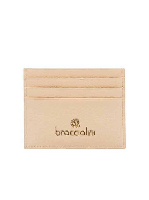 BRACCIALINI BASIC Porta carte in pelle logo metallico beige - Portafogli Donna