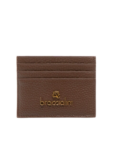 BRACCIALINI BASIC Porta carte in pelle logo metallico marrone scuro - Portafogli Donna