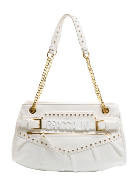 BRACCIALINI GISELLE Borsa a spalla con logo metallico bianco - Borse Donna