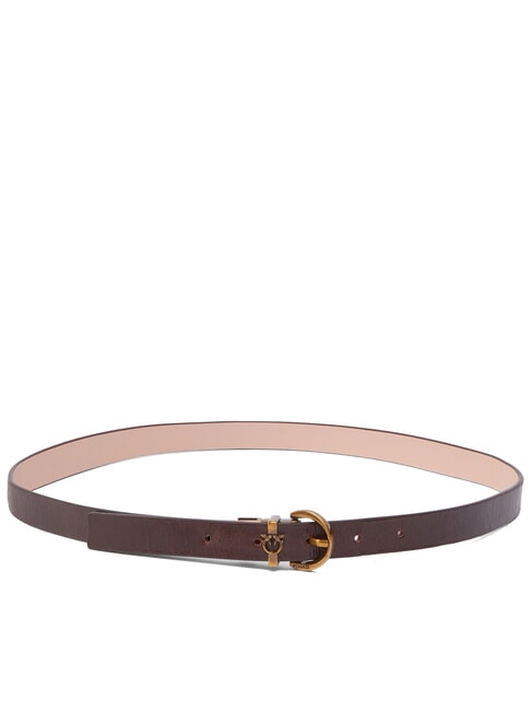 PINKO LOVE Cintura reversibile in pelle marrone/rosa-antique gold - Cinture